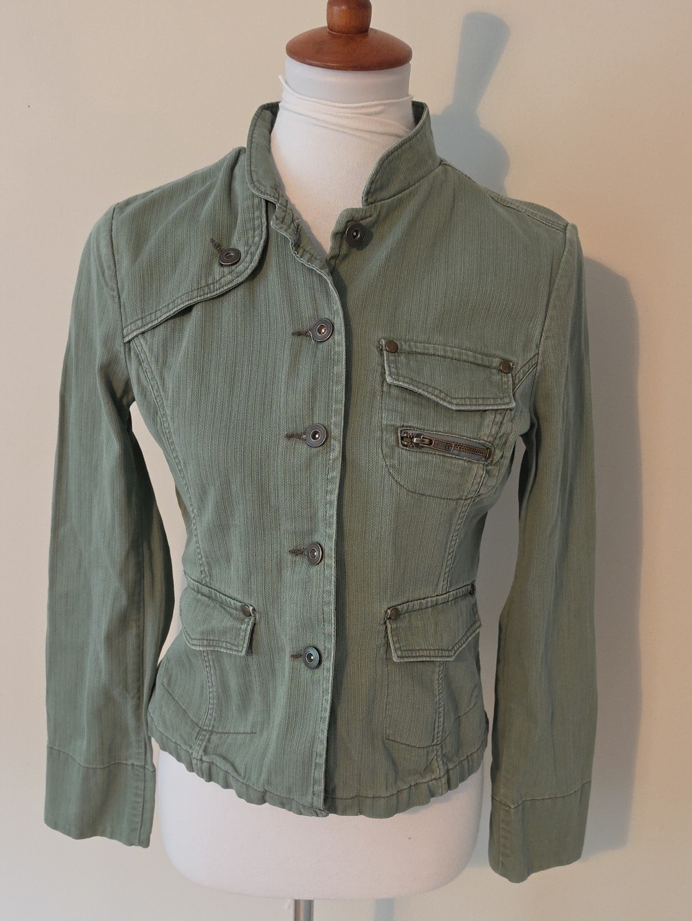 Mossino Army Jacket 100% Cotton Green Denim Green Military Style Jacket